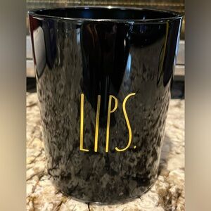 Rae Dunn Black Glass Makeup Cup